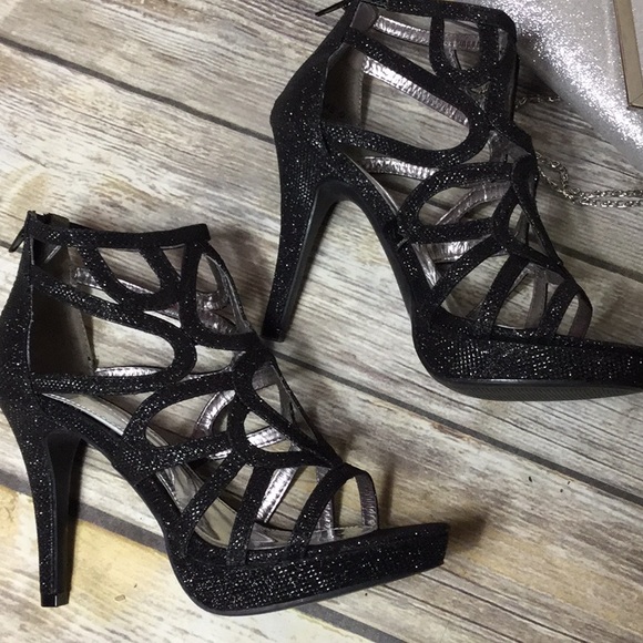 Speed Limited 98 Glitter Caged Cutout Platform Heel
